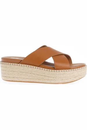 FitFlop Womens Fit Flop Eloise Espadrille Wedge Cross Slide Sandals in Leather (archived) - Size UK 8