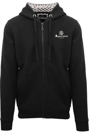 Aquascutum Mens London Embossed Signature Logo Zip-Up Hoodie - Size Small