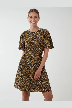 Blue Vanilla Womens Floral Print Crew Neck Dress - - Size 10 UK