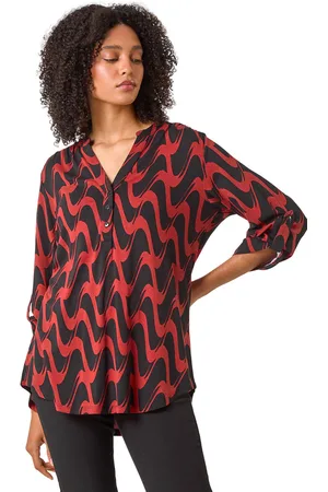 Roman Womens Geometric Print Stretch Blouse - - Size 18 UK