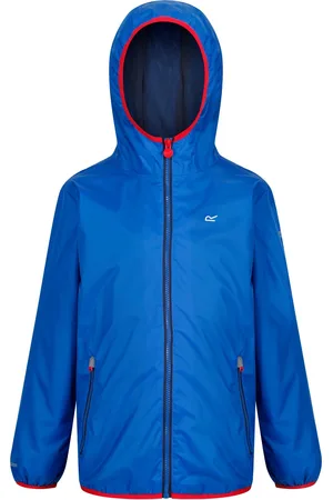 Regatta Kids Unisex Great Outdoors Childrens/Kids Lever II Packaway Rain Jacket (Oxford Blue/Persimmon) - - Size 14Y