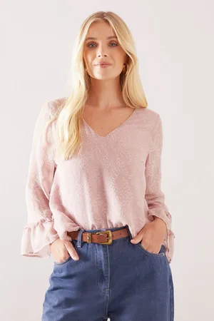 wallis Womens Petite Ruffle Detail V Neck Blouse - - Size 18 UK