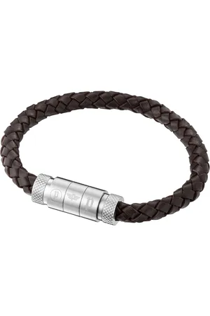 Police : "VEGAS" Brown Leather Bracelet - - One Size