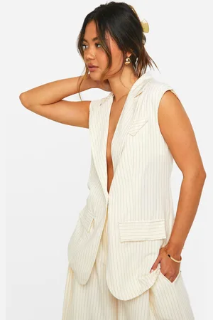 Boohoo Womens Tonal Pinstripe Longline Waistcoat - - Size 6 UK