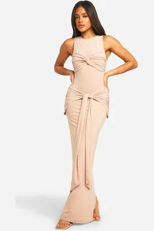 Boohoo Womens Ruched Twist Detail Racer Neck Maxi Dress - - Size 18 UK