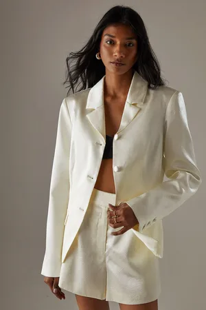 warehouse Womens Jacquard Satin Fitted Waist Blazer - - Size 14 UK