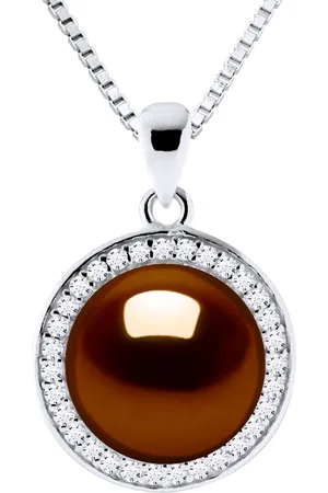 Diadema Womens SUN Necklace Freshwater Pearl 9-10 mm 925 Silver - One Size