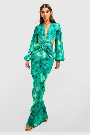 Boohoo Womens Blurred Floral Plisse Cut Out Maxi Dress - - Size 16 UK