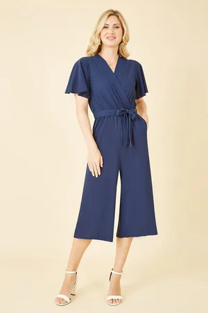 Mela Womens Wrap Over Jumpsuit With Angel Sleeves - Size 16 UK
