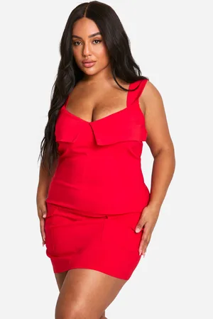 Boohoo Womens Plus Bengaline Fold Detail Utility Bodycon Dress - - Size 22 UK