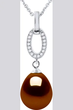 Diadema Womens SHUTTLE Necklace Freshwater Pearl Jewelry 9-10 mm 925 Silver - One Size