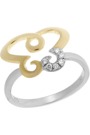 ORPHELIA WoMens 925 Sterling Silver Ring - Silver/Gold ZR-7088/1 - - Size O 1/2