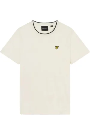 Lyle & Scott Mens Tipped Collar Chalk T-Shirt - Cotton - Size 2XL