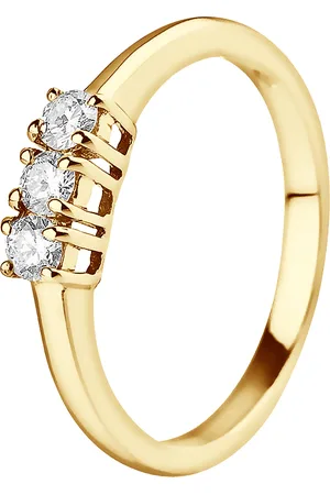 Diadema Womens - Ring - Trilogy Diamond - Yellow Gold - - Size L 1/2