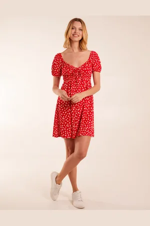 Blue Vanilla Womens Sweet Heart Neck Floral Mini Dress - - Size Small