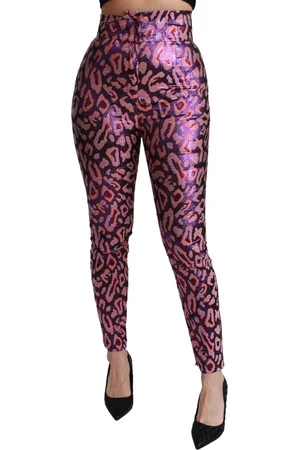 Dolce & Gabbana Womens Cropped High Waist Pants with Logo Details - - Size IT 40 (Women