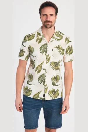 Tokyo Laundry Mens Cotton Printed Poplin Short Sleeve Shirt - Size Large