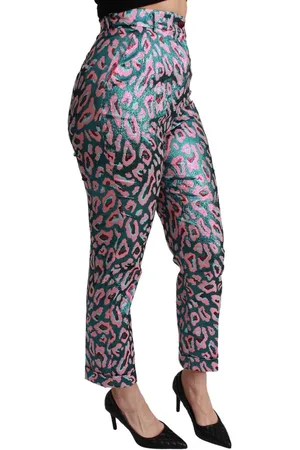 Dolce & Gabbana WoMens Multicolor Patterned Cropped High Waist Pants - - Size EU 40 (Womens)