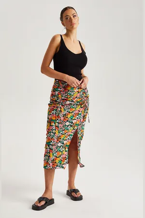 Urban Bliss Womens Floral Ruched Midi Skirt - Size 8 UK