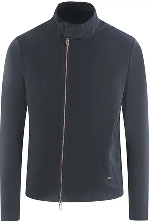 Emporio Armani Mens Navy Leather Jacket - Size X-Large