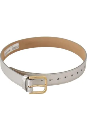 Dolce & Gabbana WoMens Leather Gold Tone Logo Metal Buckle Belt - Size 65 cm