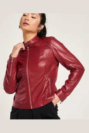 Barneys Originals Womens Real Leather Racer Jacket - Size 18 UK