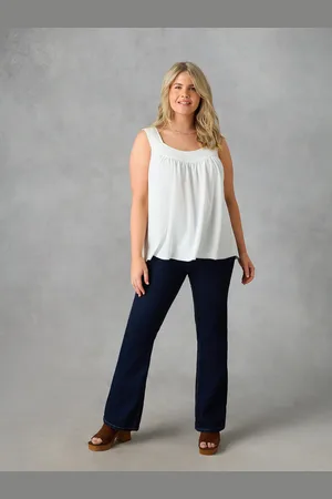 Live Unlimited London Womens Ivory Pleat Neck Sleeveless Blouse - - Size 14 UK