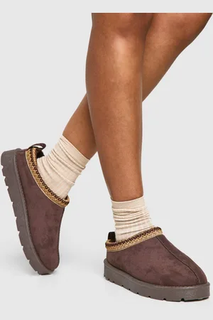 Boohoo Womens Embroidered Cosy Mules - - Size UK 4