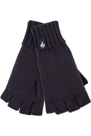 Heat Holders Womens Ladies Solid Knitted Fingerless Gloves