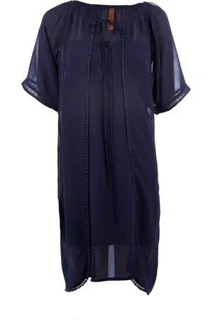Conquista Womens Sheer Knee Length Blue Dress - Size EU 40 (Womens)