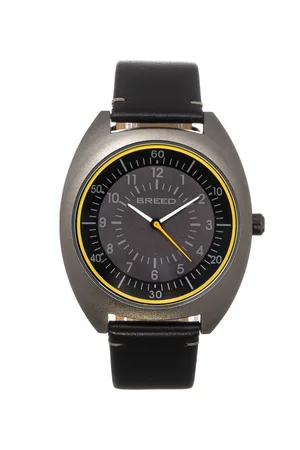 Breed Mens Victor Leather-Band Watch - Stainless Steel - One Size