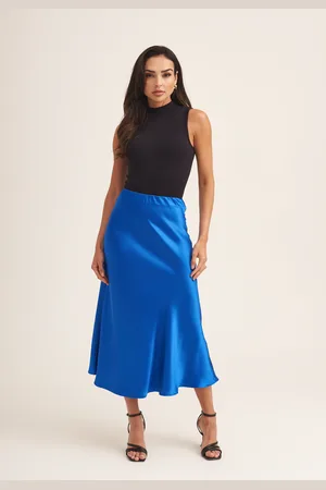 Gini London Womens Satin Bias Cut Midi Skirt - - Size 10 UK
