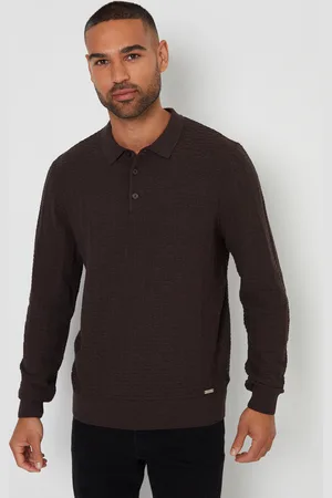 Threadbare Mens Long Sleeve Textured Knit Polo Collar Jumper - Size X-Large