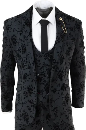 Infinity Mens 3 Piece Paisley Velvet Dinner Suit - Size 46 (Chest)