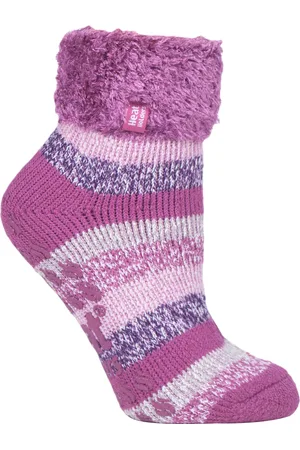 Heat Holders Womens Thermal Slipper Bed Socks with Non Slip Grips - Nylon - Size 4-6.5