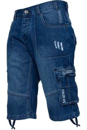 Enzo Mens Cargo Combat Denim Shorts - Cotton - Size 38 (Waist)