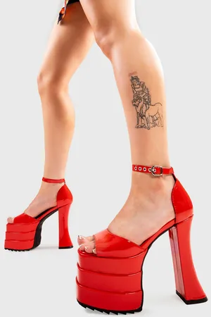 Lamoda Womens Platform Sandals Strike Again Round Toe High Heels with Ankle Strap - - Size UK 3