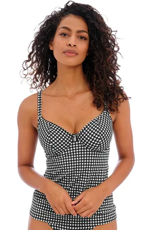 Freya Womens Check In Plunge Tankini Top - Polyamide - Size 32DD