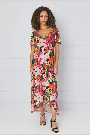 wallis Womens Floral Mesh Wrap Maxi Dress - - Size 14 UK