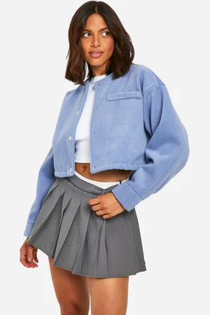 Boohoo Womens Marl Wool Look Bomber Jacket - - Size 12 UK