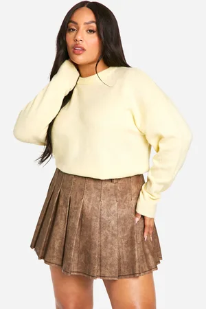 Boohoo Womens Plus Washed Pu Pleated Tennis Skirt - - Size 28 UK
