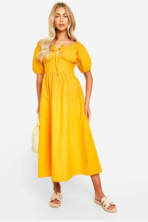 Boohoo Womens Puff Sleeve Midaxi Dress - Cotton - Size 8 UK