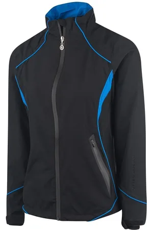Island Green Womens/Ladies Stretch Golf Waterproof Jacket (Black/Turquoise) - - Size 10 UK