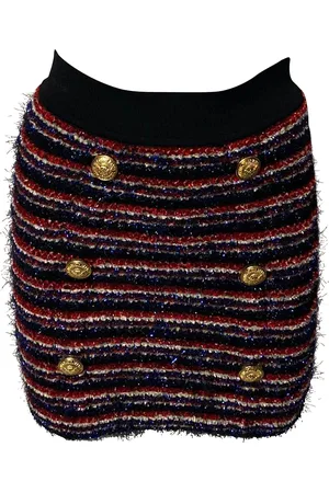 Balmain Womens Tweed Pencil Skirt in Multicolor Polyamide - Nylon - Size X-Small