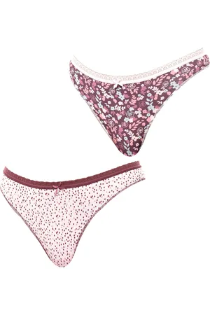 Janira Womens Pack of 2 Coquettes Cotton Thongs 1030787 for women - - Size Small/Medium