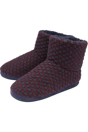Dunlop Mens Furry Sherpa Memory Foam Slipper Boots (8, Navy/ ) - Size UK 7