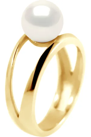 Diadema Womens - Ring in Yellow Gold - Real Freshwater Pearls - - Size L 1/2