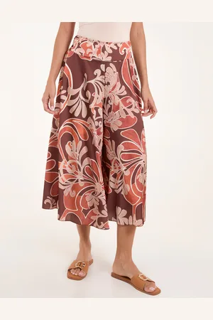 Blue Vanilla Womens Paisley Printed Satin Wide Leg Culotte Trousers - - Size Small/Medium