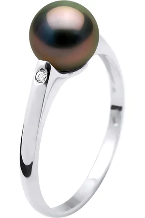 Diadema Womens - Ring - Diamonds - Tahitian Pearl - White Gold - - Size T