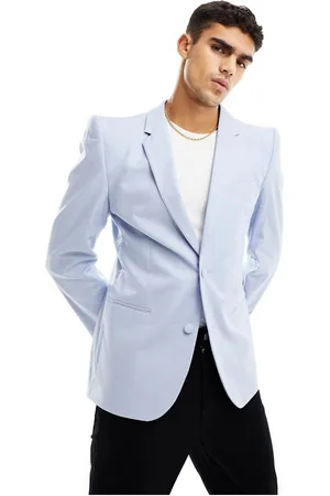 ASOS Mens linen mix pagoda blazer-Blue - - Size 40R